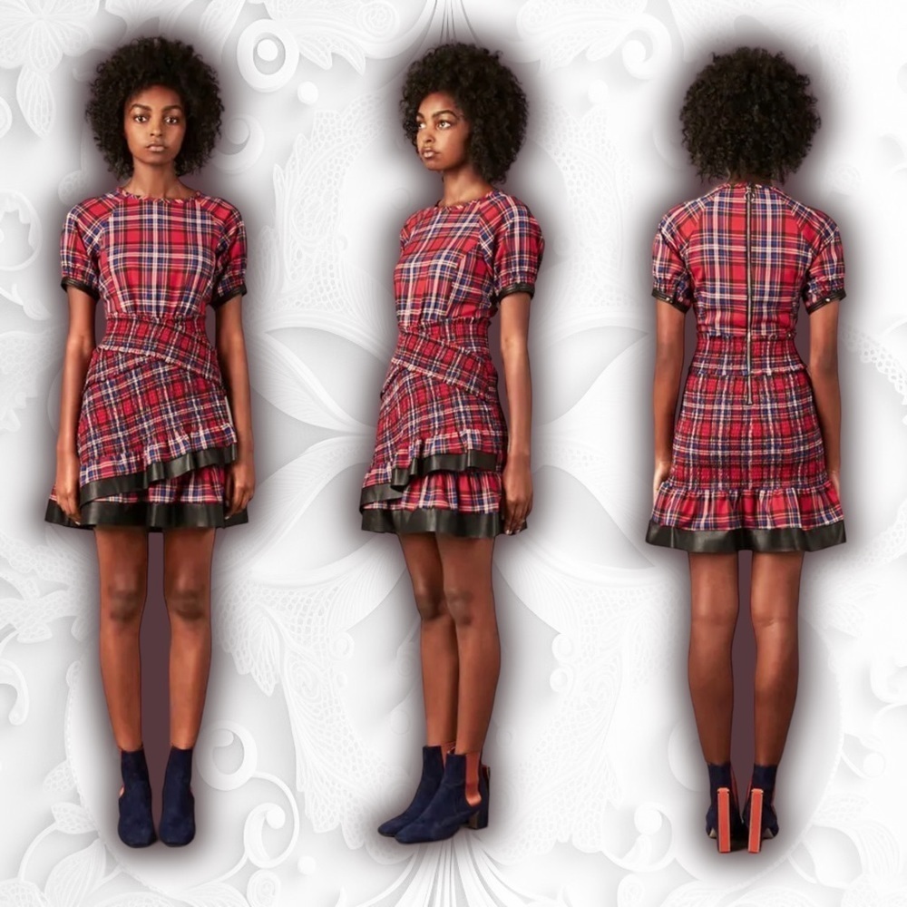 Tanya Taylor ‘Nicole’ Dress in “Red Plaid Flannel” Size 2 ASO Grown-ish